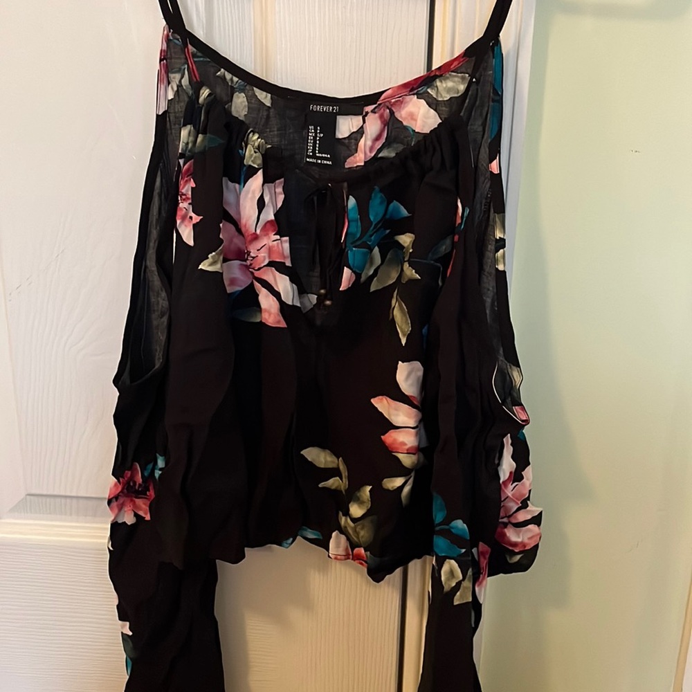 Forever 21 Floral Top with Cut-outs